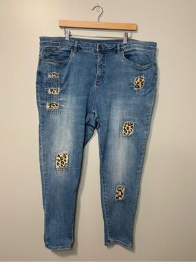Joseph Ribkoff Patchwork Jeans Slim Fit High Rise Med Wash
